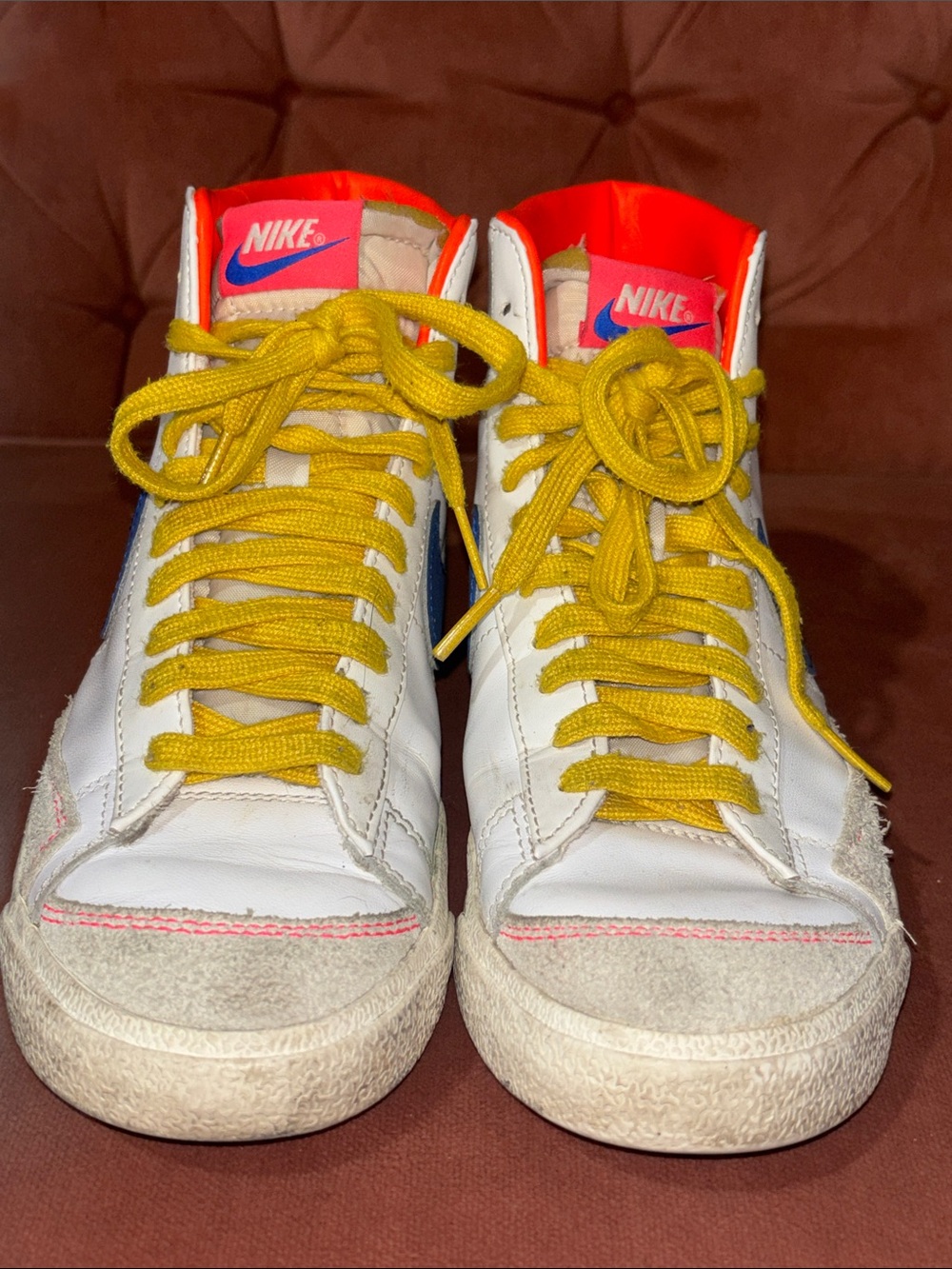 Nike Blazer mid ‘77 white chartreuse hyper pink high top sneakers neon accent 8 - Picture 4 of 15